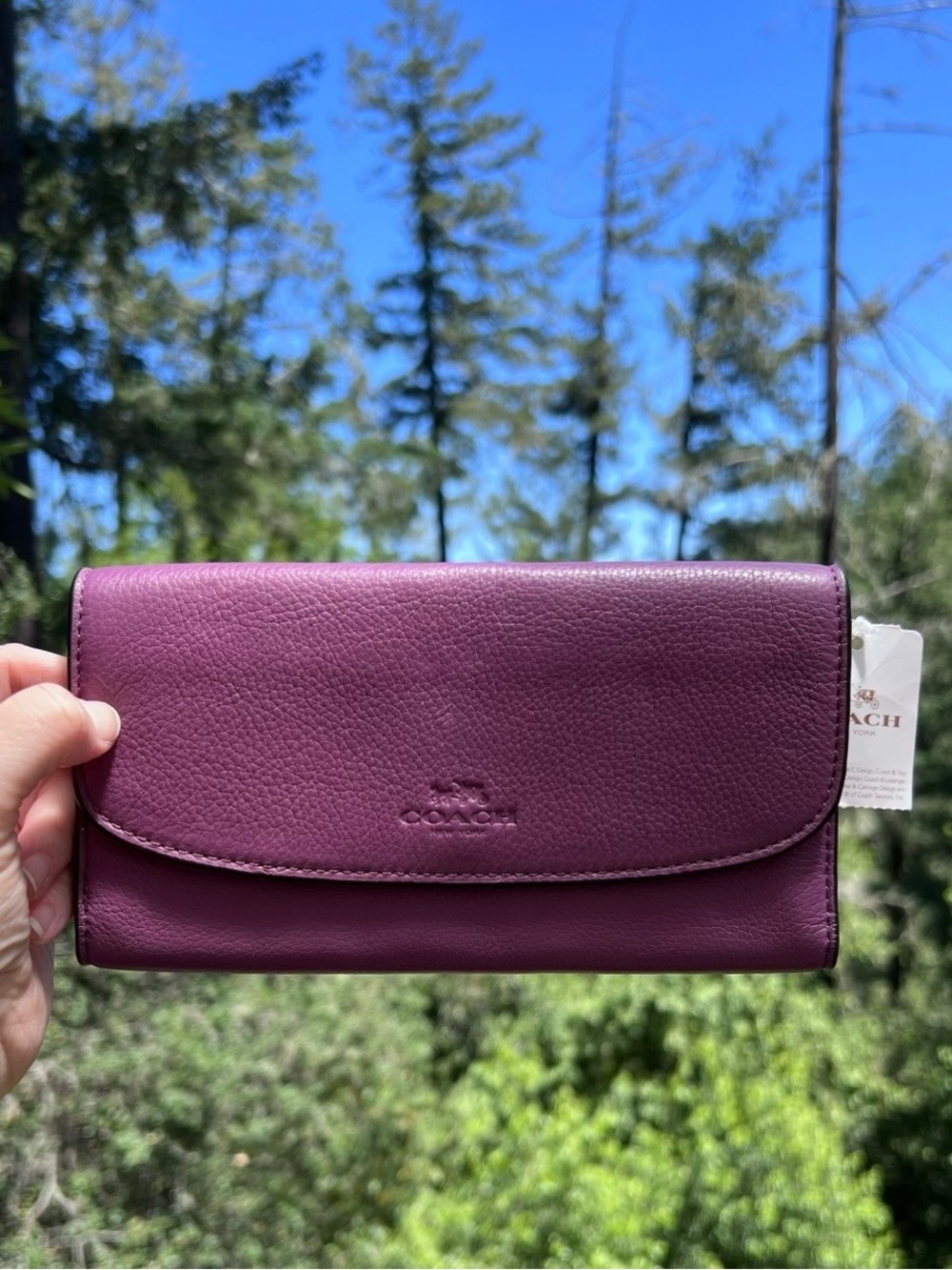 COACH Vintage Women's Purple Leather Trifold Wallet AUTHENTIC